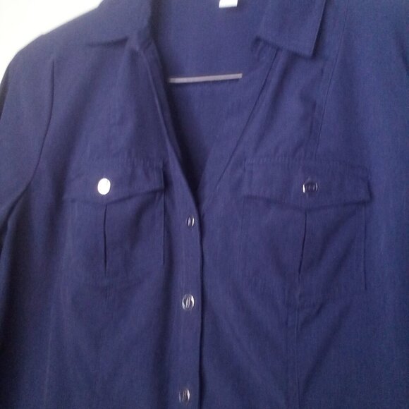 Est 1946 Cato Shirt Blouse S Women 3/4 Sleeve Button Up Pockets Blue - Picture 8 of 16